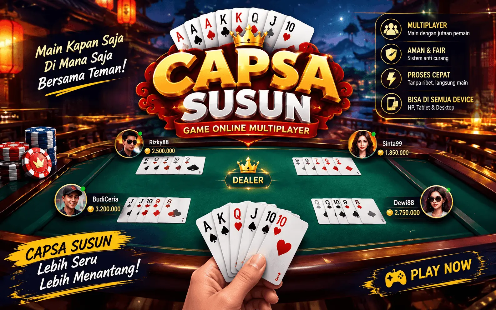 Capsa Susun Game Online Multiplayer: Cara Bermain, Aturan, dan Hal yang Perlu Dipahami Pemula